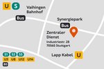 Industriestraße 28 | 70565 Stuttgart Eine grafische Anfahrtskarte zum Zentralen Dienst
