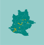 Eine grafische Karte des Stuttgarter Stadtgebiets mit unseren Standorten